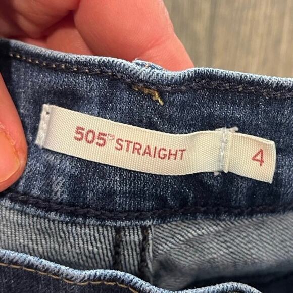 Levi's Womens 505 Straight Jeans Mid Rise Denim Stretch Medium Wash Blue Size 4 - Picture 8 of 10